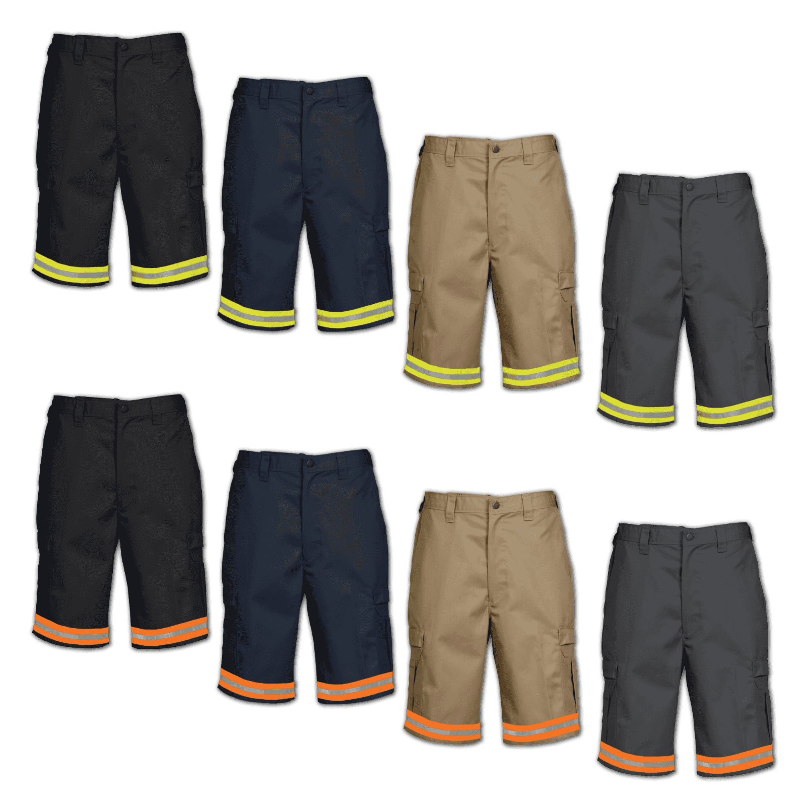 Reflective Hi Vis Cargo Pocket Work Shorts Enhanced Visibility Flex Uniform NEW