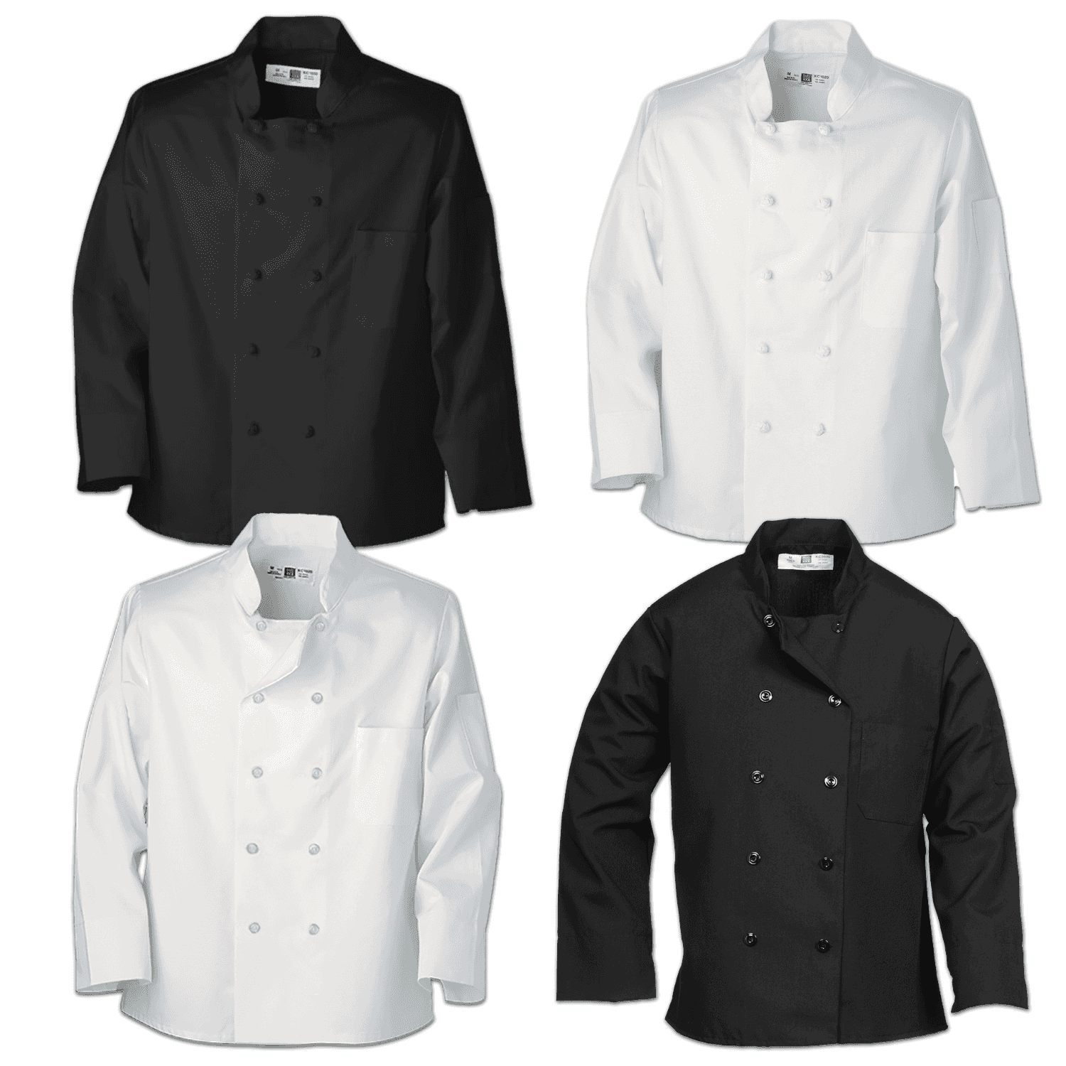 Chef Coats Black / White Breast Pocket Food Industry Kitchen Work Uniform S