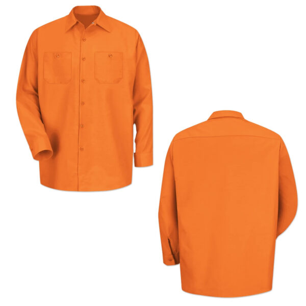 Red Kap Work Shirt Solid Color 2 Pocket Men's Industrial Uniform Long Sleeve - Image 15