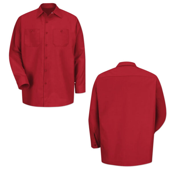 Red Kap Work Shirt Solid Color 2 Pocket Men's Industrial Uniform Long Sleeve - Image 18