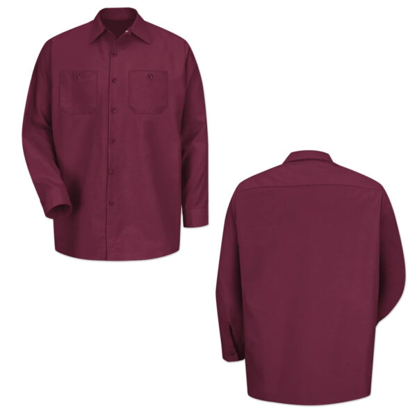 Red Kap Work Shirt Solid Color 2 Pocket Men's Industrial Uniform Long Sleeve - Image 3